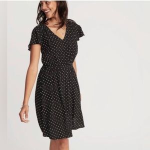 Old Navy black polka dot wrap dress, size small. Washed never worn.
